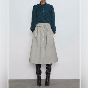 Zara Faux Leather Midi Skirt